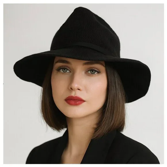 BOHO Wide‑Brim Black Floppy Hat – Soft & Flexible - Women’s O/S - Picture 2 of 11